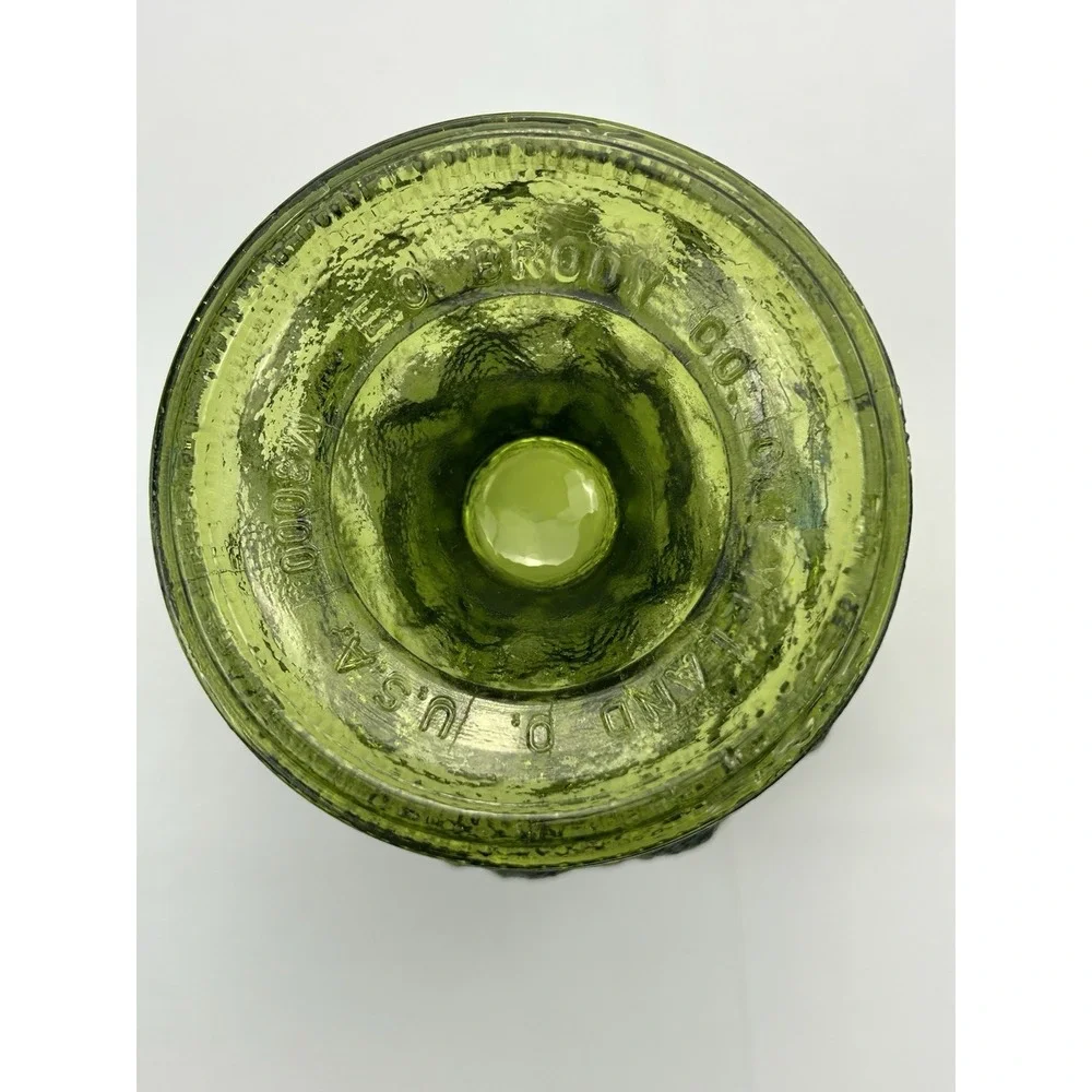 Vintage EO Brody M3000 Olive Green Textured Pedestal Glass Vase Planter 7